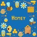 Honey bee vector set Royalty Free Stock Photo